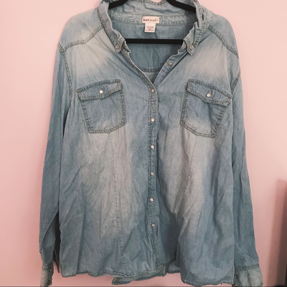 Denim Style Button Down Top